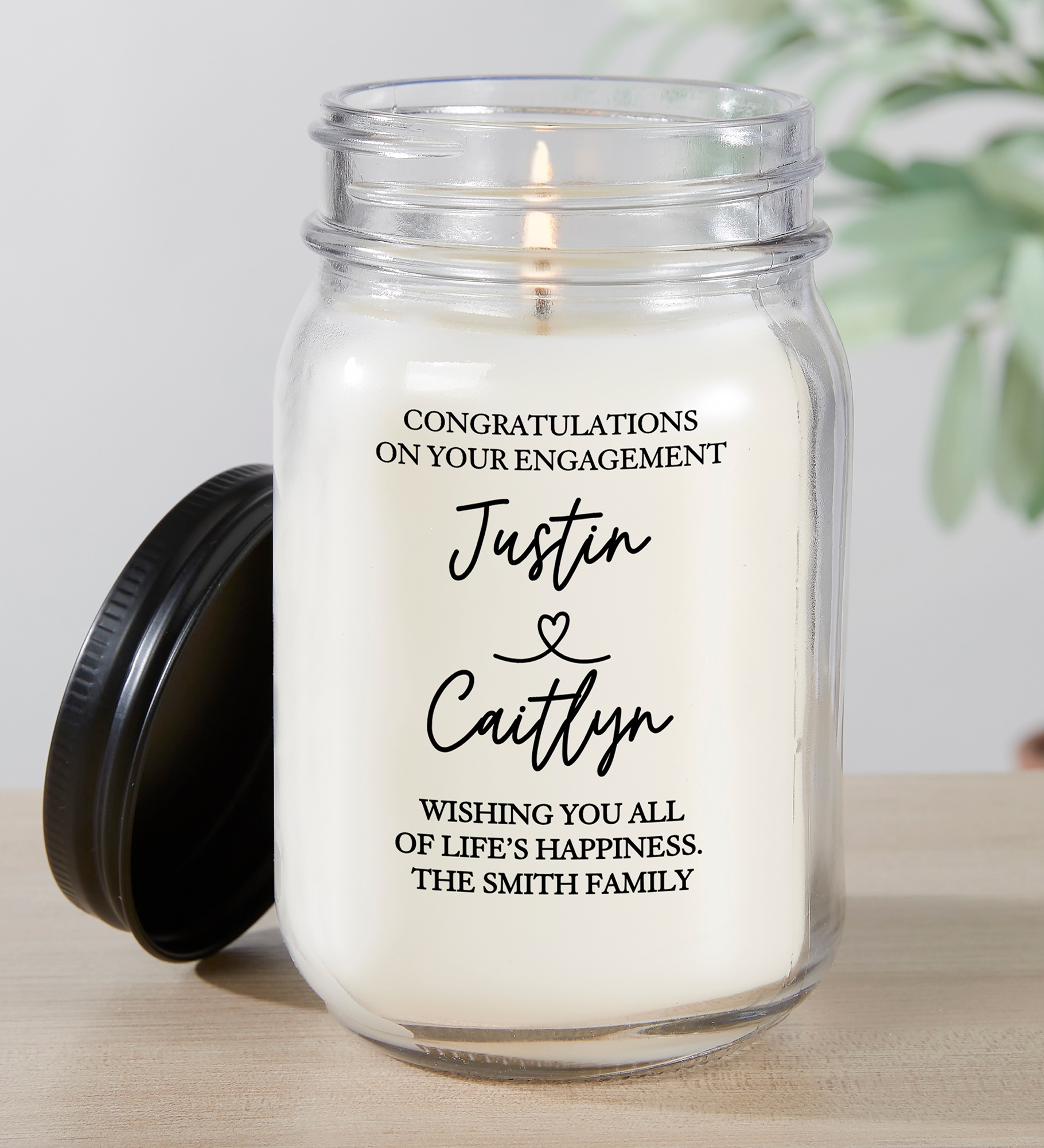 Drawn Together By Love Engagement Personalized Farmhouse Candle Jar